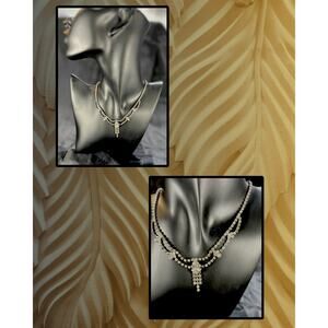 Vintage Transparent White Clear Round Cut Double Strand Rhinestone Necklace